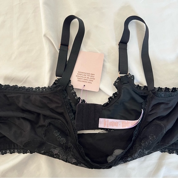 Savage x Fenty Black lace balconette bralette with adjustable straps // size 3x - Picture 2 of 4